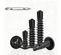 50Pcs Wafer Head Self Tapping Screws,M4.2x19mm Self Drilling Screws for Sheet Metal, Stainless Steel Self Tapping Screw, Black Oxide,with Screwdriver Key
