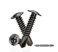 50Pcs Wafer Head Self Tapping Screws,M4.8x13mm Self Drilling Screws for Sheet Metal, Stainless Steel Self Tapping Screw, Black Oxide,with Screwdriver Key