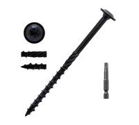 50Pcs Washer Head Heavy Duty Construction Structural Wood Timber Screws,6.3 x 125mm Torx Wood Screws, Carbon Steel Black Oxide Coated Composite Decking Screws for Wood & Metal,with T30 Torx Bit