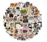 50PCS Water Bottle Stickers for Kids Teens,Funny Cat Emoji Stickers,Cute Laptop Stickers,Waterproof Vinyl Stickers,Kawaii Stickers Packs for Skateboard Scrapbook Bike Phone Luggage