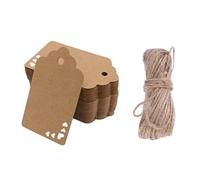 50pcs Wavy Heart Kraft Paper Tags with Pre-Punched Hole and Rope | Rustic Brown Finish, Hollow Pattern, Versatile Decoration for Favour Boxes, Classroom Displays, Wedding Planning and Retail