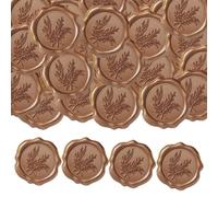 50Pcs Wax Seal Stickers, Envelope Seal Stickers Adhesive Dots, Olive Branch Embossed, Seals for Vintage Wedding Invitation Birthday Bridal Shower Christmas Party