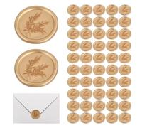 50Pcs Wax Seal Stickers Gold, Envelope Seal Stickers Adhesive Dots, Rosemary Embossed, for Vintage Wedding Invitation Birthday Bridal Shower Christmas Party (Gold)