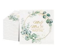 50Pcs Wedding Cocktail Napkins Mr and Mrs Wedding Napkins Bridal Shower Paper Hand Towels Dinner Napkins for Receptions,for Dessert Cake Table Decor Elegant Anniversary Birthdays Party Decor (50)