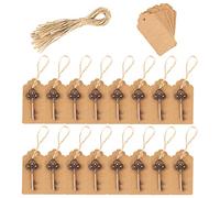 50pcs Wedding Key Bottle Opener Vintage Skeleton Key Bottle Openers with Escort Card Tag and Twine for Event Party Supply 6.8cm