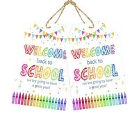 50Pcs Welcome Back to School Gift Tags with String First Day of School Gift Tag Party Favors Present Labels for DIY Craft Cookie Pouch Candy Bags