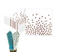50PCS White and Rose Gold Napkins, Gold Polka Dot Cocktail Party Napkins Paper Dinner Serviettes Folding 3 Layers Disposable Tableware Dinnerware for Anniversary Wedding Bridal Baby Shower