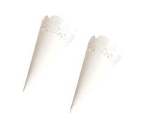 50pcs White Lace Flower Wrap Cone Paper for Wedding and Party