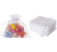 50Pcs White Mini Sheer Organza Gift Bags, 2x3 Breathable Storage Bag with Drawstring, Mesh Bags for Wedding Favor Party Pouch, for Party, Jewelry, Christmas, Festival, Bathroom Soaps,Wrapping Supplie