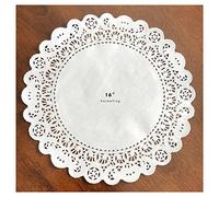 50Pcs White Normandy Lace Paper Doilies, Round (16 Inch)