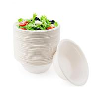 50Pcs White Paper Bowl Disposable Bowls for Parties,11.8oz/350ml Party Bowl Biodegradable Sugarcane Bowl Serving Bowl Dessert Soup Bowl Compostable Bowls Picnic Bowl Party for Hot Cold Food