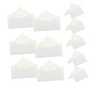 50pcs White Paper Round Place Cards with 3D Lace Design for Tables
