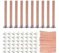 50PCS Wicks Wooden Set for Candles - 25PCS Candle Wicks with 25PCS Metal Base for Candlescience DIY Supplies
