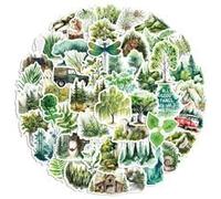 50PCS Wild Forest Stickers for Skateboard,Luggage,Helmet,Scrapbook,Computer,Water Bottle,Laptop,Car,Trendy Green Plants Waterproof Vinyl Decals,Boys Adults Sticker,Aesthetic Cute Graffiti Sticker