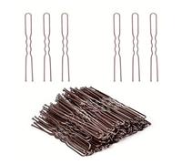 50pcs Women Girls U Shaped Hairpins for Bun Metal Hairdressing Bobby Bridal Pin Barrette Salon Hair Styling Tools U Clips 5cm(Coffee-50PCS)