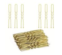 50pcs Women Girls U Shaped Hairpins for Bun Metal Hairdressing Bobby Bridal Pin Barrette Salon Hair Styling Tools U Clips 5cm(Gold-50PCS)