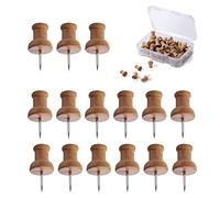 50pcs Wood Push Pins Map Tacks Marking Pins,Bulletin BoardPins Rustproof DrawingPins Thumb TacksPin,Wooden DrawingPins with Storage Box Thumb Tacks Wooden MapPins for School Office Home Supplies