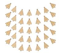 50pcs Wooden Christmas Tree Ornaments 3x2.1x0.5cm, DIY Craft Supplies | Solid Wood Blanks, Delicate Design, Space-Saving Decor, for Parents, , Teachers, Cards, Scrapbooks, Windows and Offices