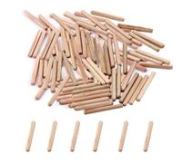50Pcs Wooden Dowel Rods 6mm X 50mm - Cabinet Drawer Round Wood Pins, Twill Fluted Plugs for Furniture Door Art Woodwork Carpentry Craft DIY
