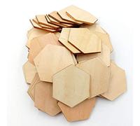50pcs Wooden Hexagonal Wood Pieces 40mm Unfinished Craft Blanks