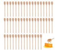 50Pcs Wooden Honey Dippers, Long Handle Honey Spoons Honey Mixing Stirrer Honey Dipper Sticks Honey Drizzler Kitchen Accessories 16cm