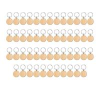 50Pcs Wooden Keychain Set Unfinished Wood Pieces with Rings Wood Tags Supplies for Craft Keychain