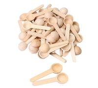 50PCS Wooden Serving Spoons Condiments Salt Spoons Scoopes Salt Seasoning Honey Coffee Handmade Spoons
