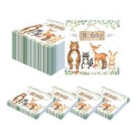 50PCS Woodland Animals Baby Shower Paper Napkins, Oh Baby Jungle Animals Paper Napkins - 6.5x6.5 Inch Adorable Forest Friends Design Baby Shower Party Supplies For Boys Girls Birthday Party