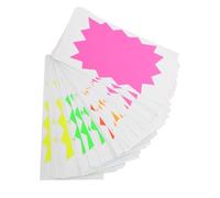 50pcs Writable Label Stickers Blank Fluorescent Burst Shape for Files | Coated Sticker, Neon Colours, Sticks to Paper, Plastic or Smooth Surfaces, No Residue