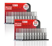 50Pcs X 2Pack 10mm Grey Wall Plugs And Screws Plasterboard, Raw Screw Plastic Fish Type Extension Raw Plugs Fixings For Masonry