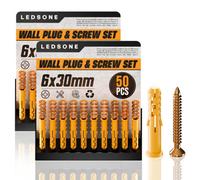 50Pcs X 2Pack Screws And Wall Plugs Set 6 X 30mm Set