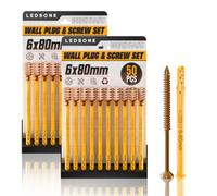 50Pcs X 2Pack Screws And Wall Plugs Set 6 X 80mm Set