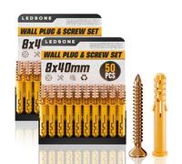 50Pcs X 2Pack Screws And Wall Plugs Set 8 X 40mm Set