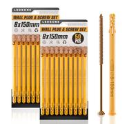 50Pcs X 2Pack Wall Plugs and Screws Set 8mm X 150mm Masonry Self Tapping Screws Expansion Pipe Anchor Bolts), M6/M8/M10 Heavy Duty Wood Screw and Wall Plugs Kit for Brick, Concrete, Masonry, Drywall