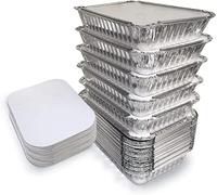 50Pcs x Foil Trays For Baking Cooking Food Storing and Freezing Food Aluminium Foil Tray Great For Meal Heating Catering Containers with Lid For Baking, Picnic (750ml)
