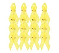 50pcs Yellow Satin Ribbon Lapel Pin Polyester Metal Brooch