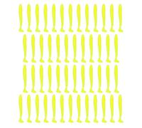 50Pcs Yellow Soft Plastic T-Tail Grub Worm Baits Fishing Lures Fish Tackle Gear Accessories Suitable for Catching Bass Trout Salmon
