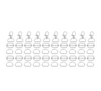 50Pcs Zinc Alloy Key Chain Fastener Kit with Swivel Lobster Hook and D Ring Sliding Buckle for Purse Making DIY Accessories, Silver