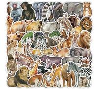 50Pcs Zoo Animals Stickers for Kids Teens Boys Girls Gift,Animal Stickers Pack for Laptop,Skateboard Luggage Car Bike Cup Computer Water Bottle Decor,Aesthetic Vinyl Waterproof Sticker Decal