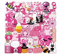 50Piece Pet Film Halloweens Stickers Cartoon Theme Removable Adhesive for Gadgets Journals Multiple Purpose Decoration Cute Halloweens Decals Tablet Decoration