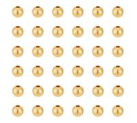 50Pieces 18K Gold 925 Sterling Silver Beads 3mm Round Spacer Beads for DIY Bracelets Necklace Making, Hole:1mm