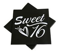 50pieces Black and silver Sweet 16th cocktail napkin 16th birthday decoration, beverage napkin sweet 16 birthday suppliesNapkin for 16th birthday party 16th Anniversary Napkins