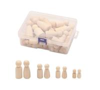 50Pieces Wood Peg Dolls Set Figure Dolls Unpainted for Kids Crafting Painting and Home Decoration with Storage Box Crafting Doll Set