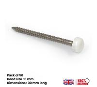 50Pk Upvc Panel Pins 30mm Poly Top Pins Nails Plastic Headed Fascia Fixings Roofing Nails White
