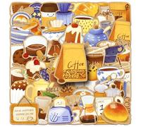 50PSC Coffee Waterproof Stickers for Kids Teens Adults Boys Girls,Coffee Lovers Decal Decoration Water Bottles Laptops Cars Books Scrapbook Bicycle Luggage Laptop Guitar Skateboard Refrigerator