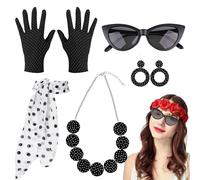 50's Costume | Polka Dots Headband Necklace for Women - Party Outfits Retro Outfits for Disco Party Festival