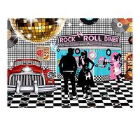 50s Diner Backdrop Large Banner Decoration Dessert Table Background Photobooth Prop Non-washable 7x5feet 84x60inch