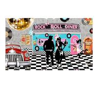 50s Diner Backdrop Large Banner Party Decoration Dessert Table Background Photobooth Props Non-Washable 5x3feet 60x36inch