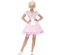 Smiffy's Adult Women's 50's Diner Girl Costume, Dress And Mini Hat, Rockin' - 50s diner girl fancy dress costume ladies outfit grease rock roll
