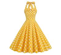 50s Dresses for Women Vintage Pink Gingham Dress Pinup Polka Dot Halter Cocktail Swing Dress 1950s Rockabilly Audrey Hepburn Prom Tea Party Dress/Fancy Dresses Halloween Costumes